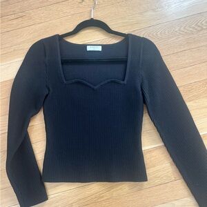 Babaton Black Ribbed Crew Neck Sweater